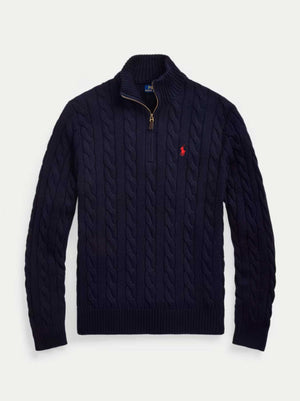 Ralph Lauren - Cable-Knit Sweater With Zipper - Navy