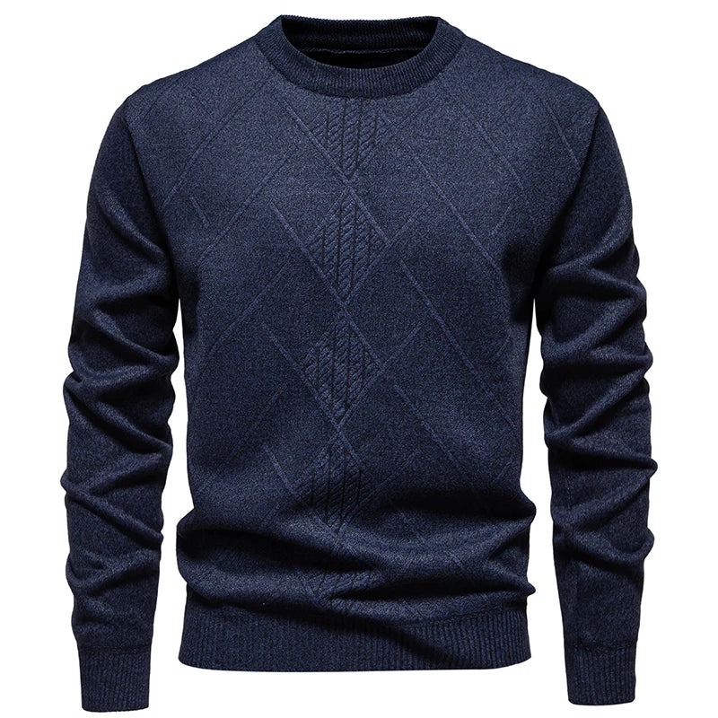 Minimalist Diamond Texture Knit Pullover