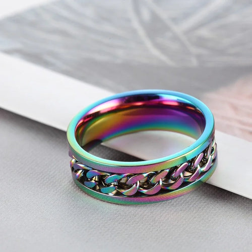 Chain Spinner Roman Numeral Ring