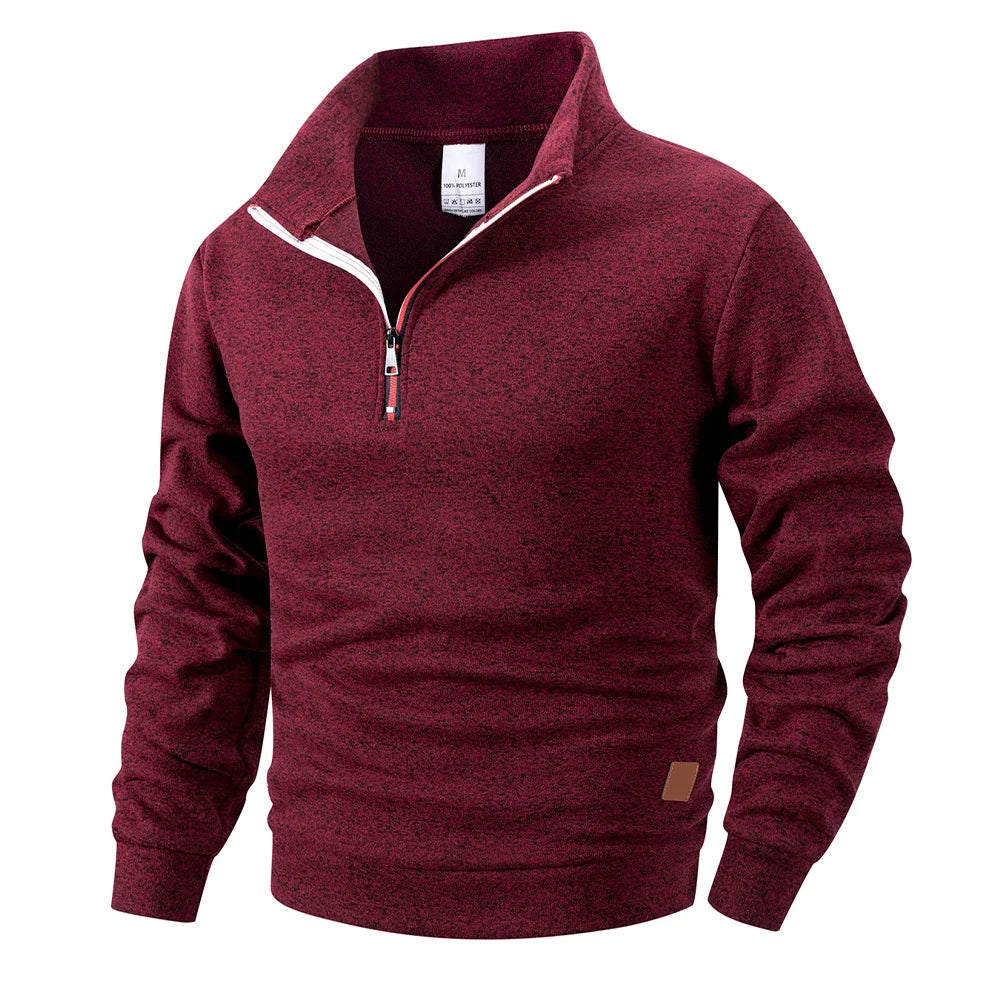 Minimalist Black Half Zip Casual Sweater