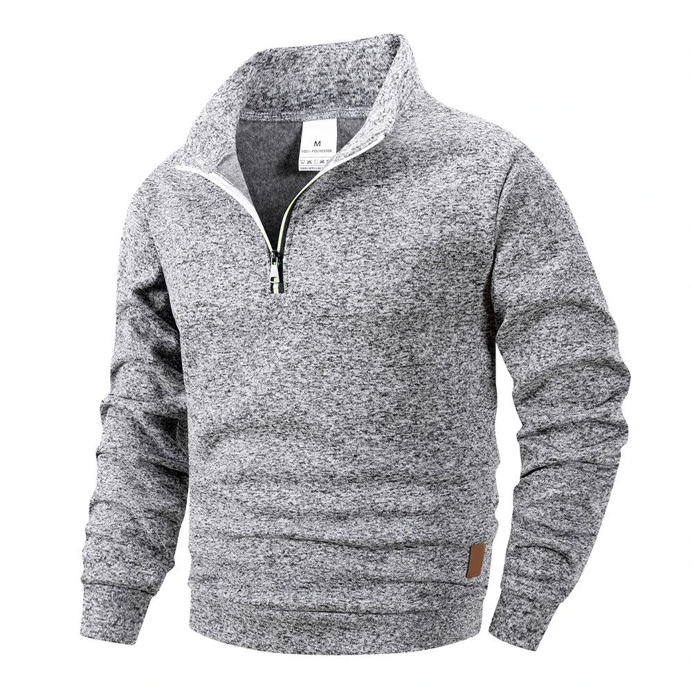 Minimalist Black Half Zip Casual Sweater