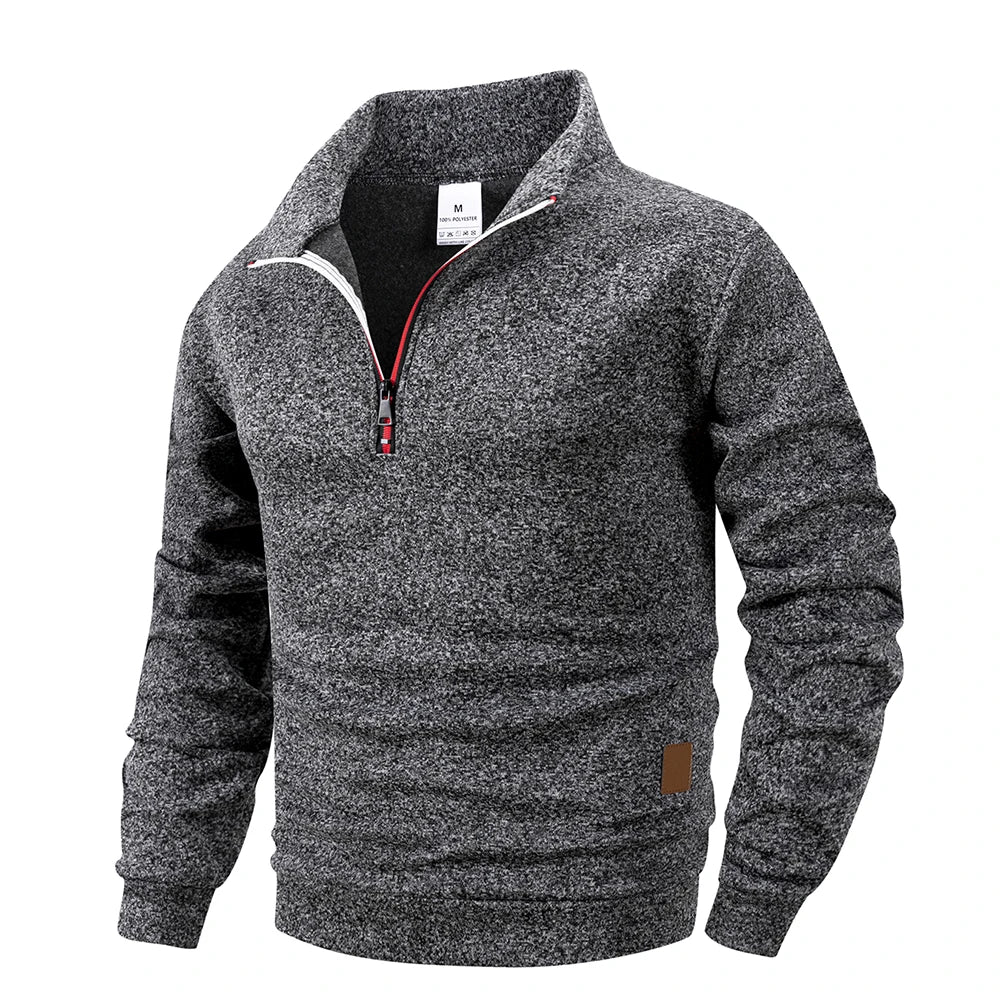 Minimalist Black Half Zip Casual Sweater