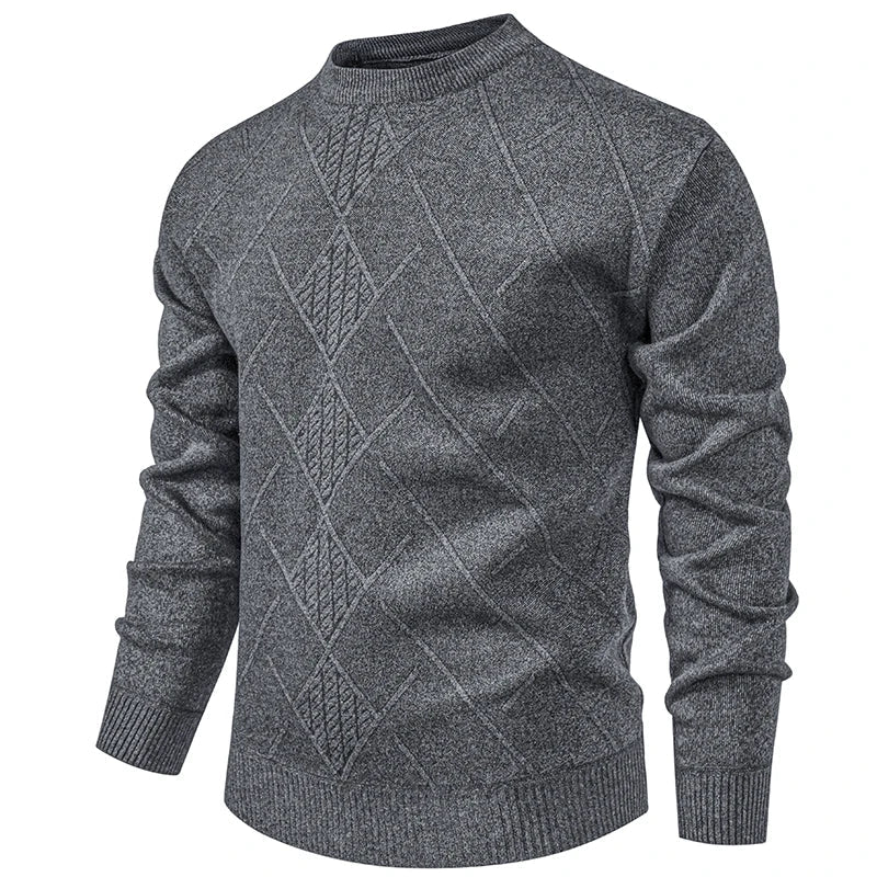 Minimalist Diamond Texture Knit Pullover