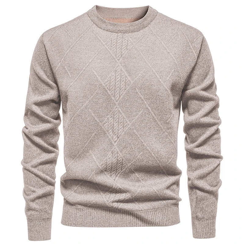 Minimalist Diamond Texture Knit Pullover