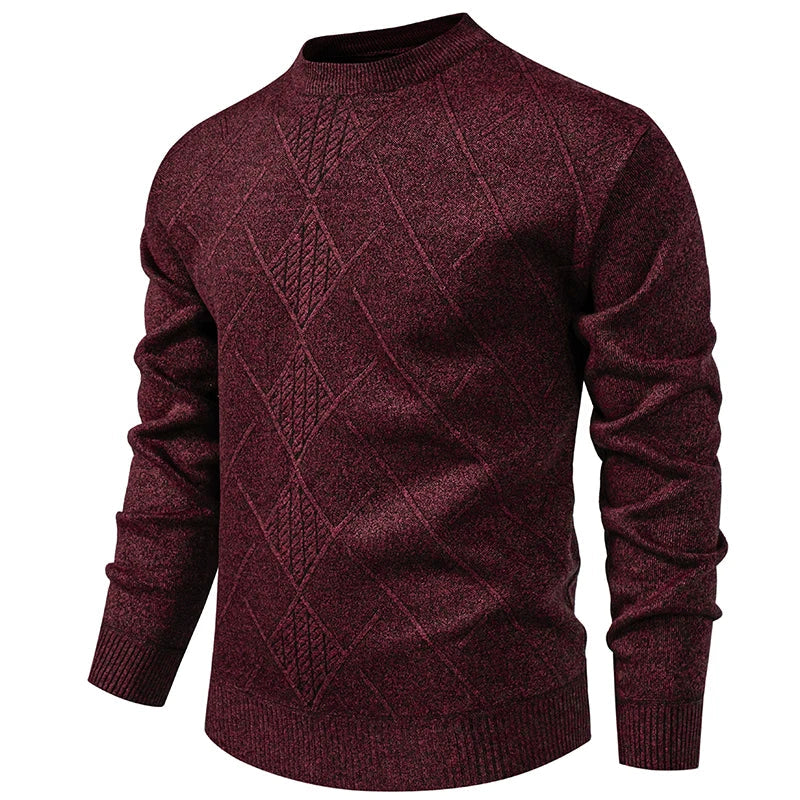 Minimalist Diamond Texture Knit Pullover
