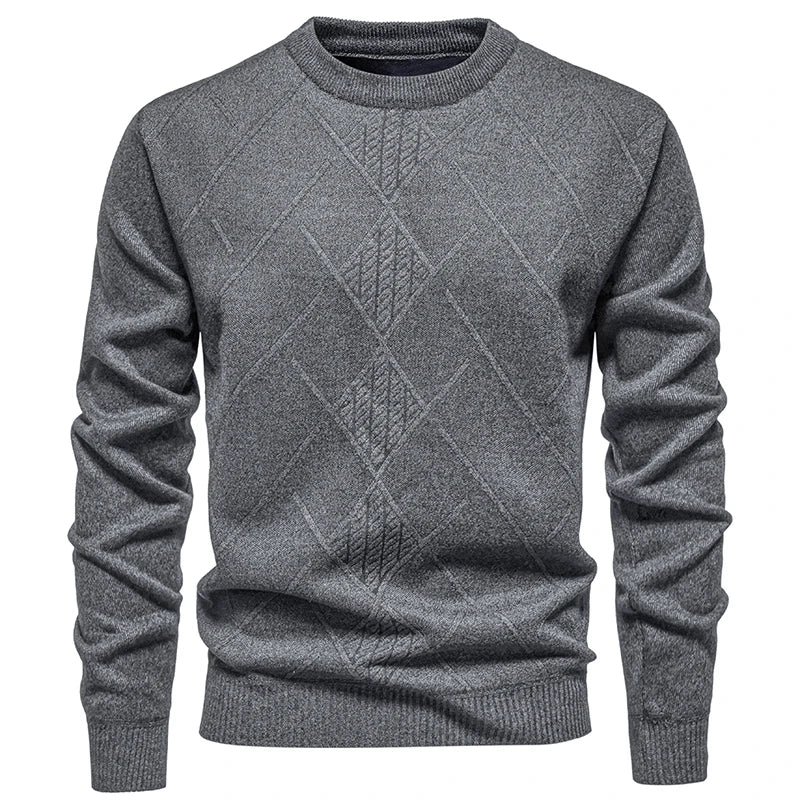 Minimalist Diamond Texture Knit Pullover