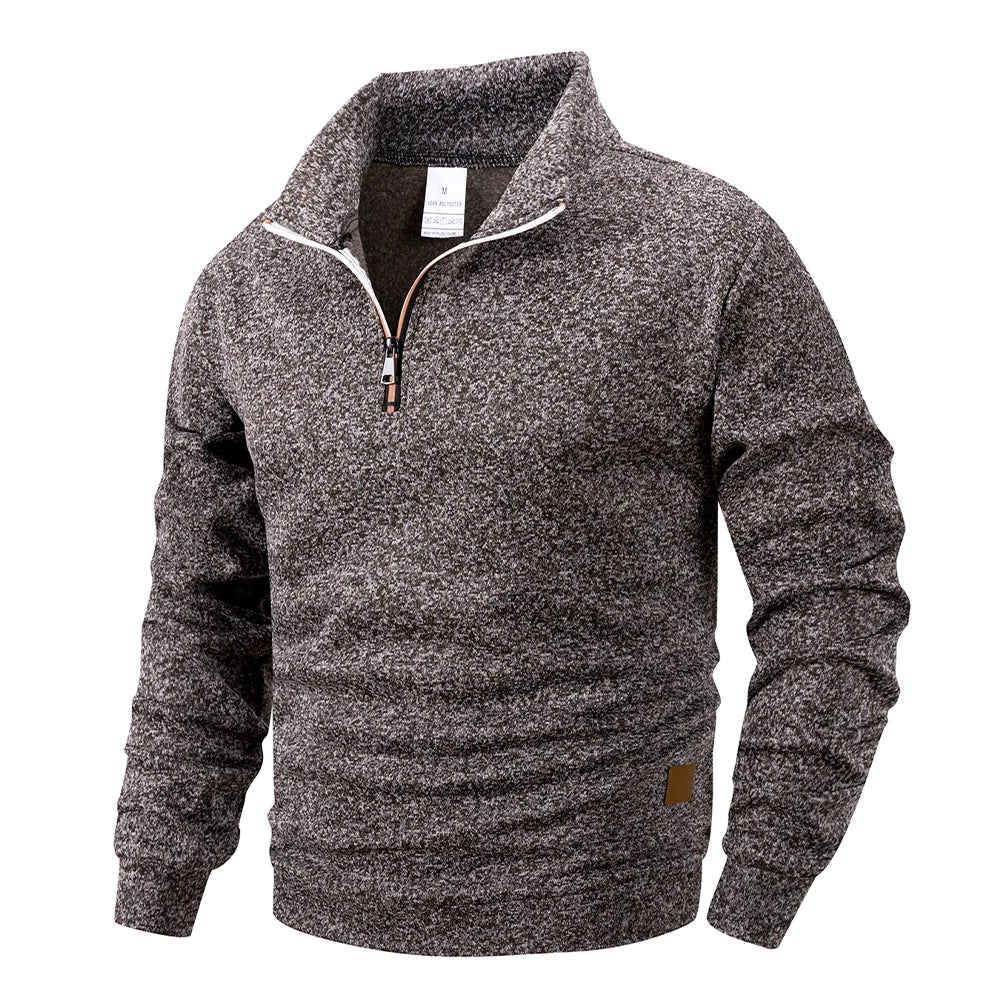 Minimalist Black Half Zip Casual Sweater