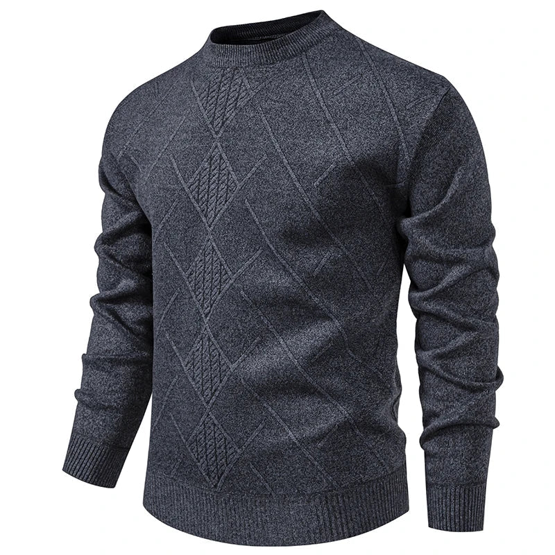 Minimalist Diamond Texture Knit Pullover
