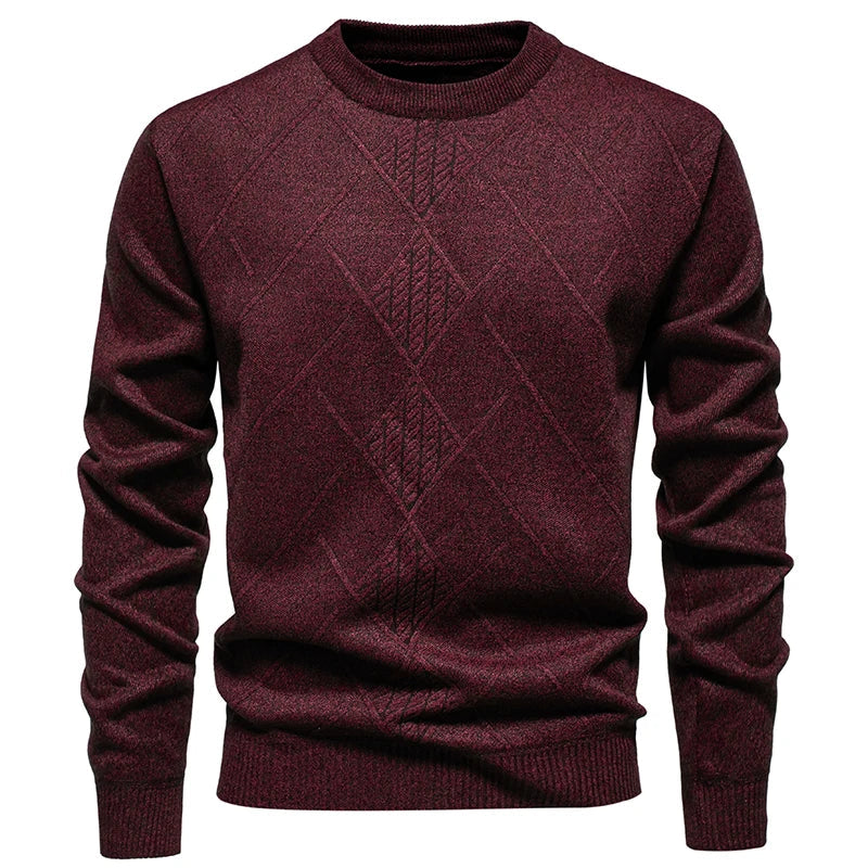 Minimalist Diamond Texture Knit Pullover