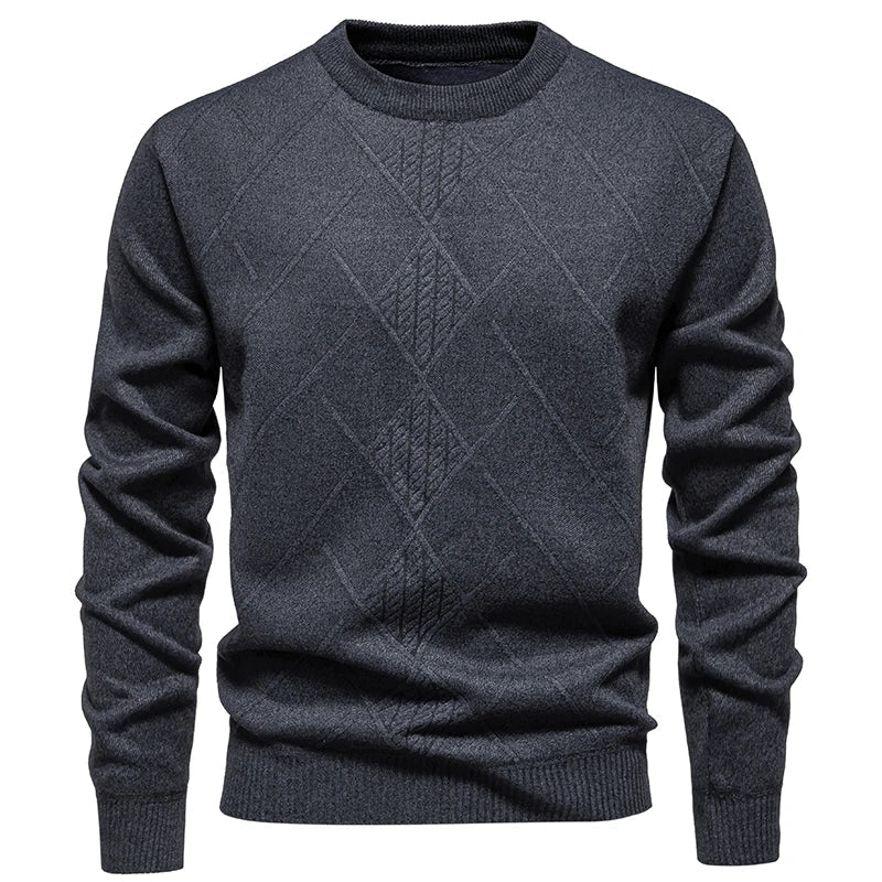 Minimalist Diamond Texture Knit Pullover