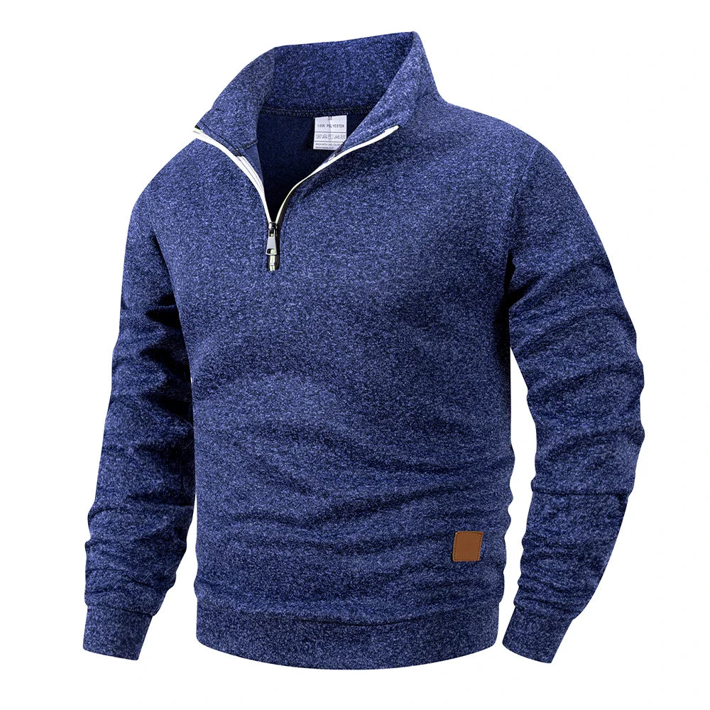 Minimalist Black Half Zip Casual Sweater