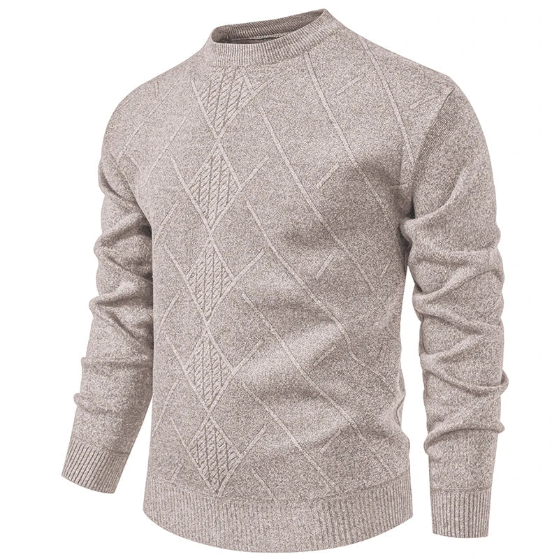 Minimalist Diamond Texture Knit Pullover